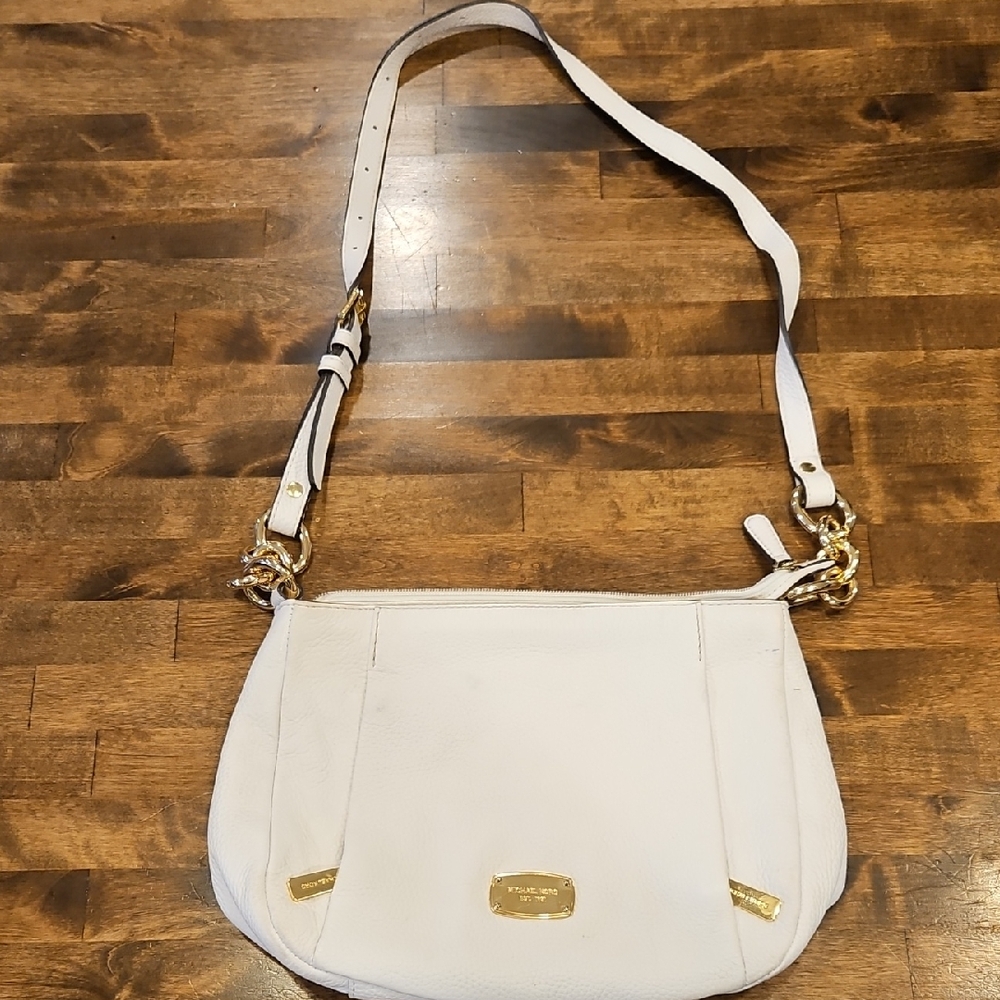 Michael Kors White Purse with Gold Accents